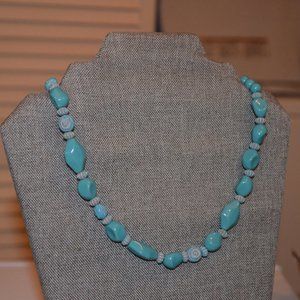 Homemade Necklace Blue Acrylic Elastic